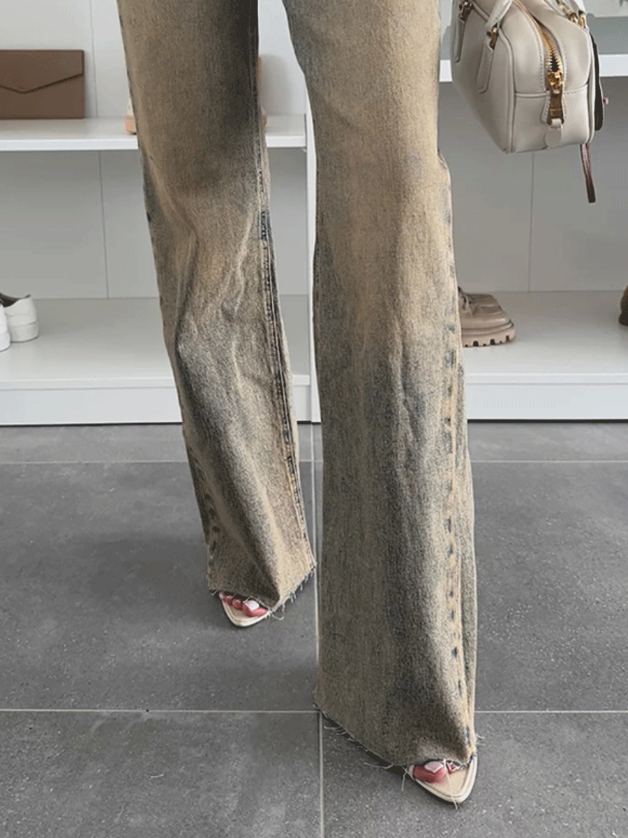 Casual Washed Slim Stretch Straight Wide-Leg Jeans