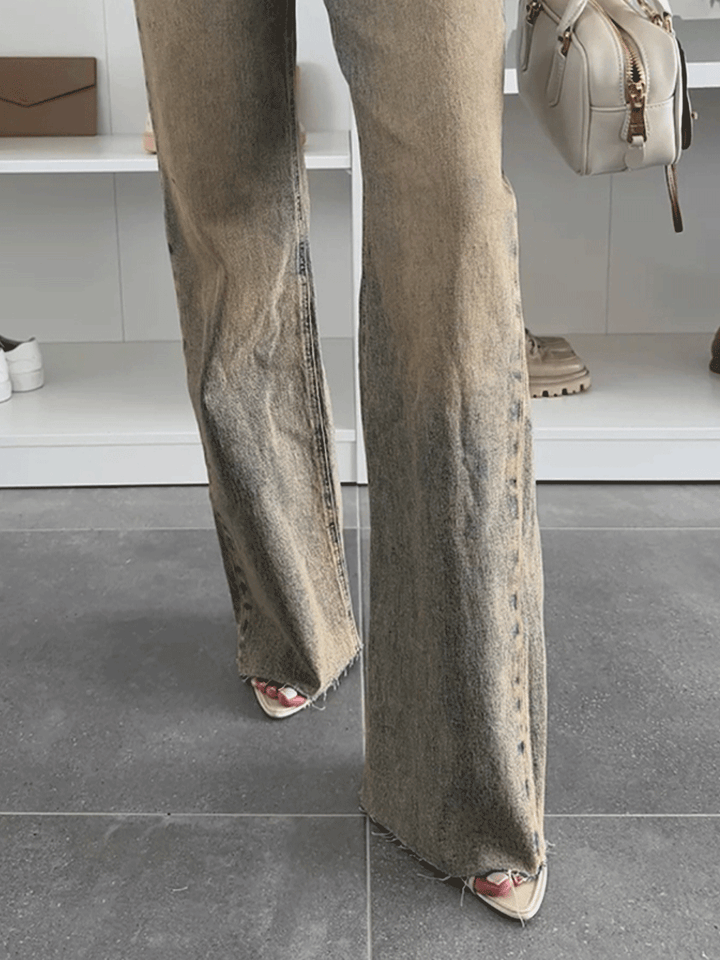Casual Washed Slim Stretch Straight Wide-Leg Jeans