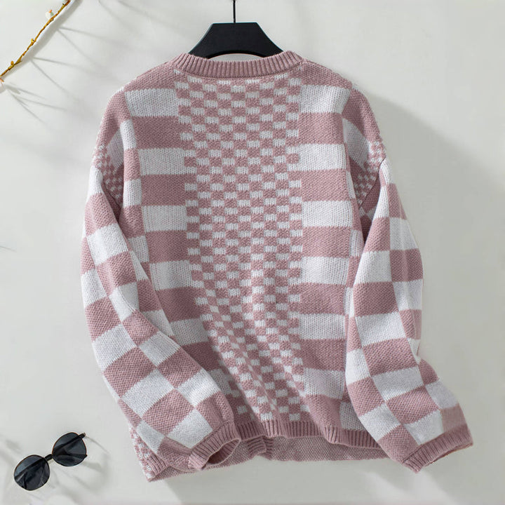 Casual Plaid Knitted Cardigan