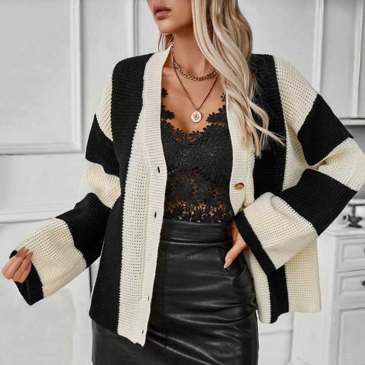 Casual Striped Knitted Cardigan