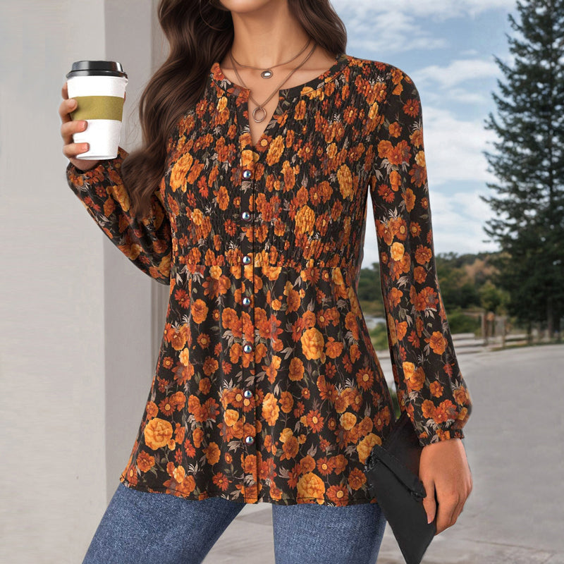 Vintage Floral Print Blouse