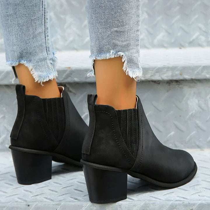 Vintage Chunky Heel Ankle Boots