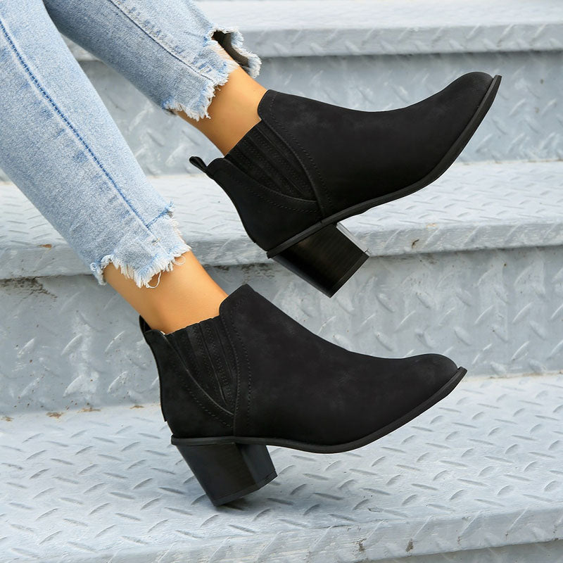 Vintage Chunky Heel Ankle Boots