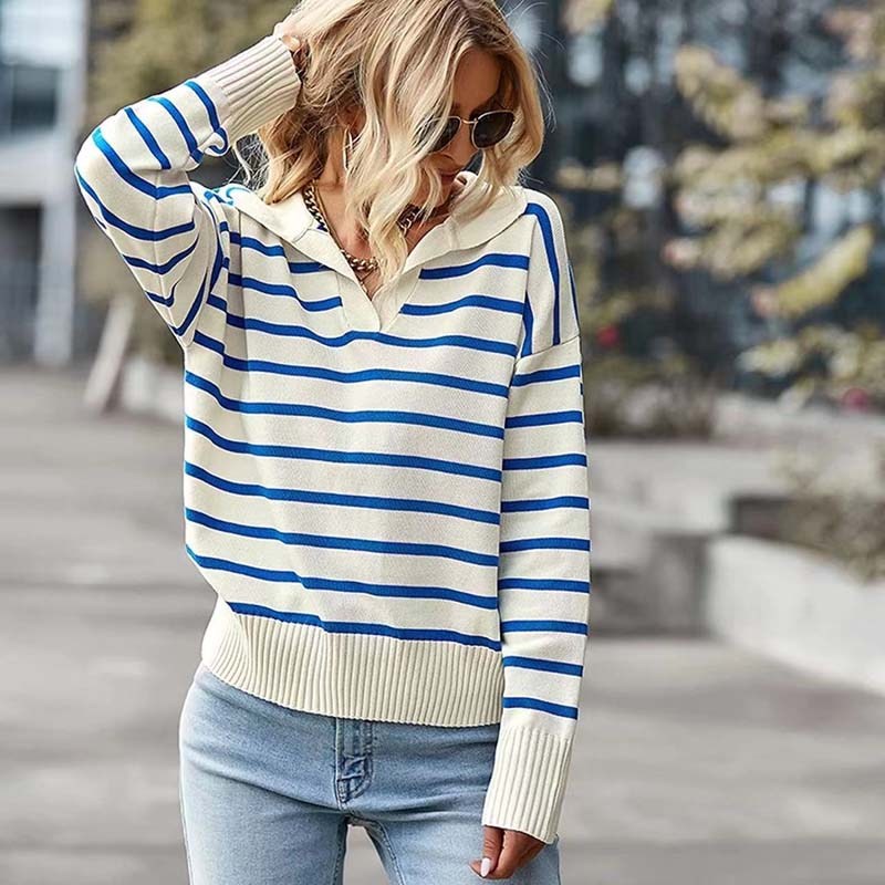 Casual Striped Knit Sweater