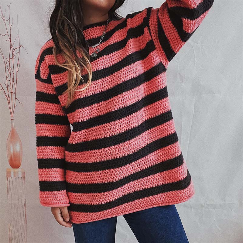 Casual Striped Knit Sweater