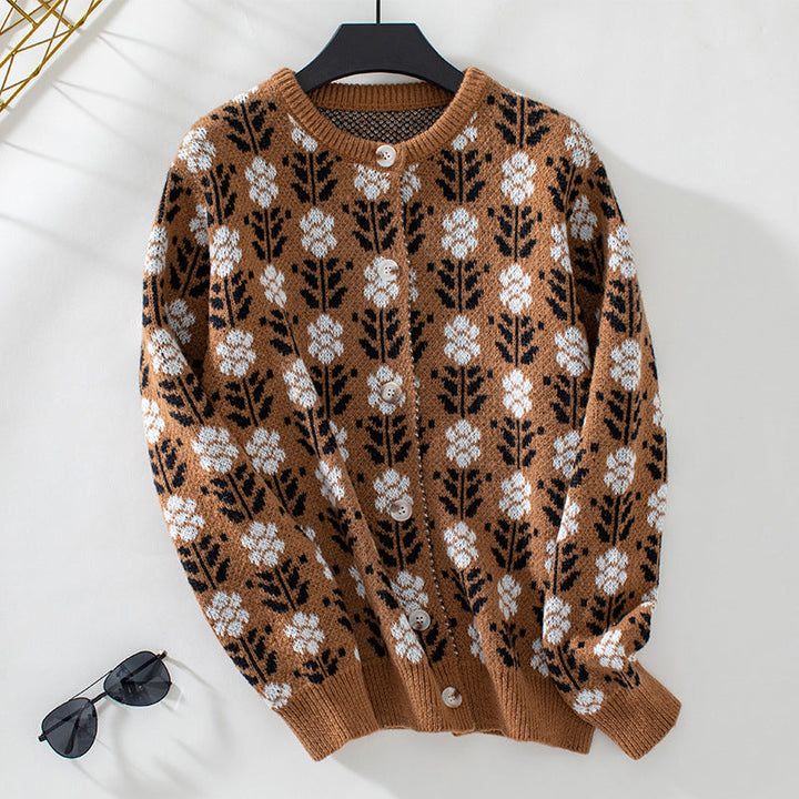 Vintage Floral Knitted Cardigan