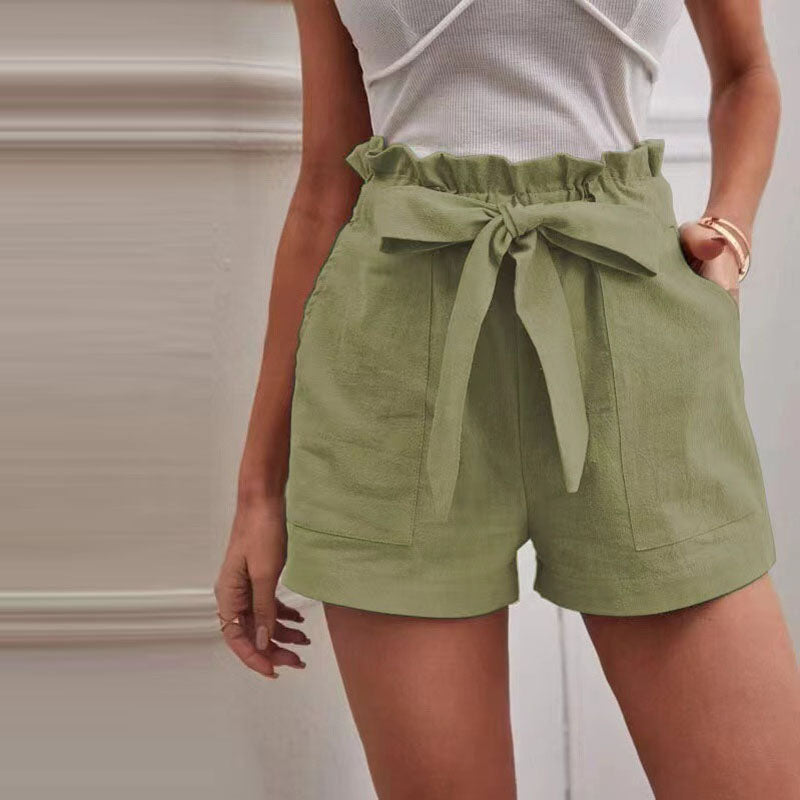 【Cotton And Linen】Casual Solid Colour Shorts