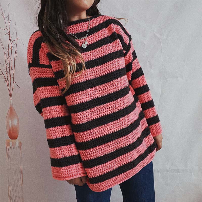 Casual Striped Knit Sweater