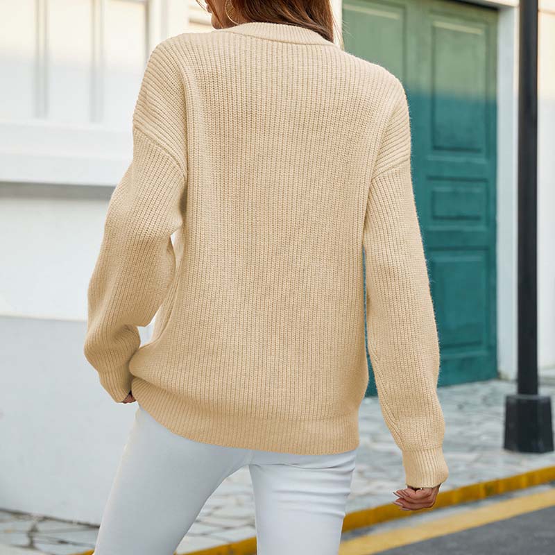Casual Solid Colour Knit Sweater