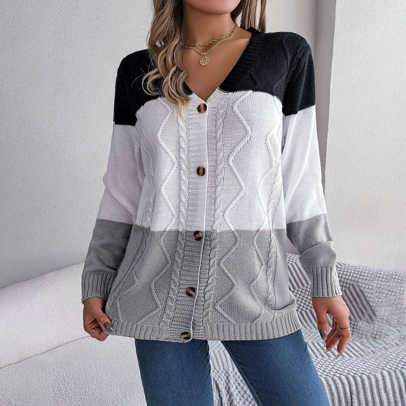 Casual Colour Block Cardigan