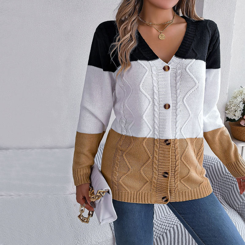 Casual Colour Block Cardigan