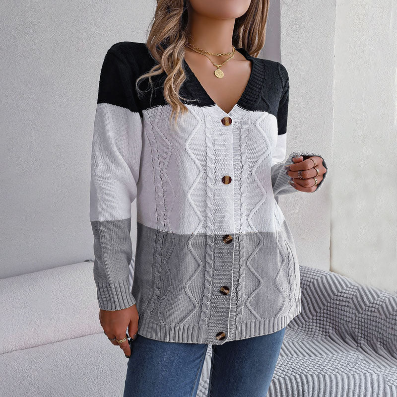Casual Colour Block Cardigan