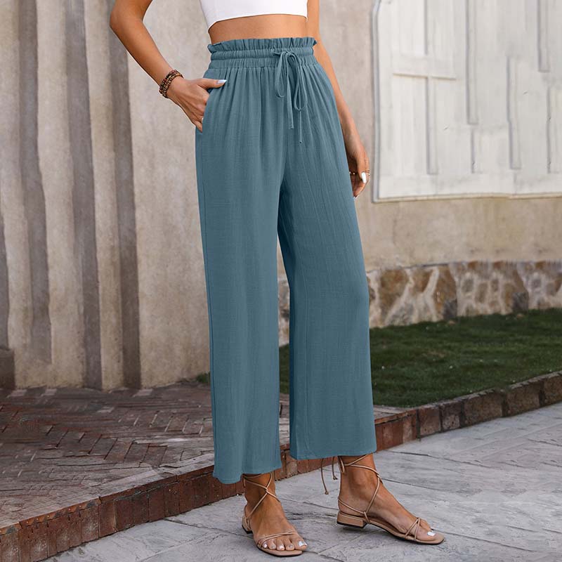 【Cotton And Linen】Solid Colour Casual Trousers