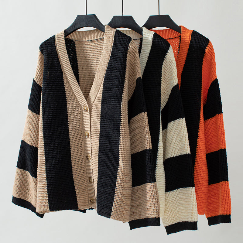 Casual Striped Knitted Cardigan