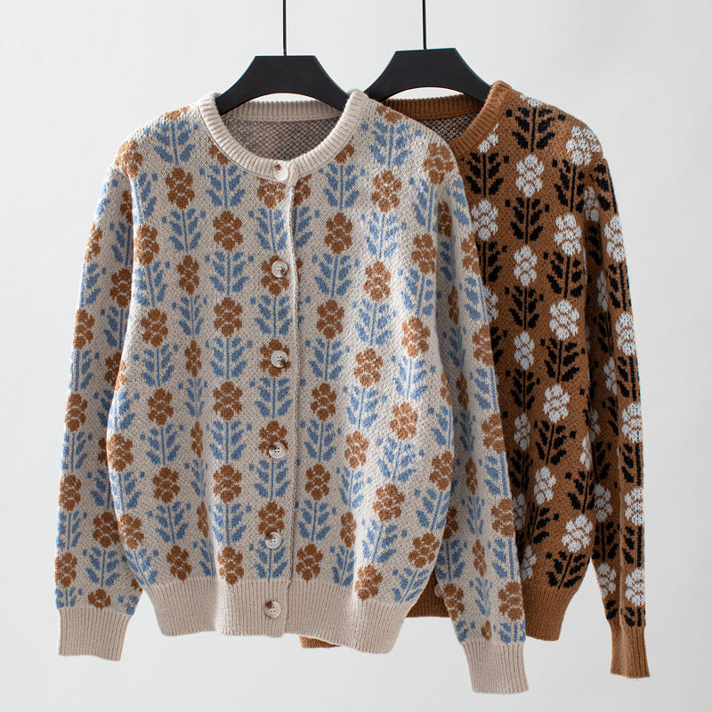 Vintage Floral Knitted Cardigan