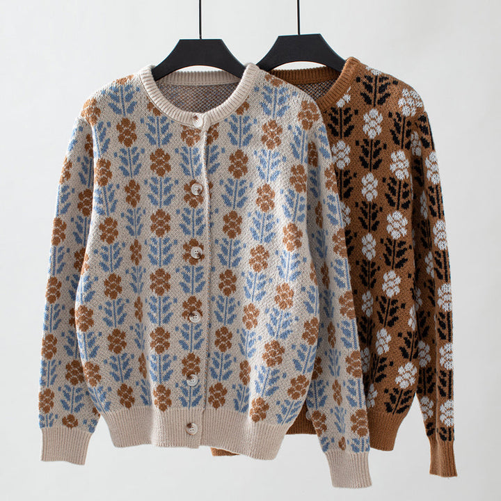 Vintage Floral Knitted Cardigan