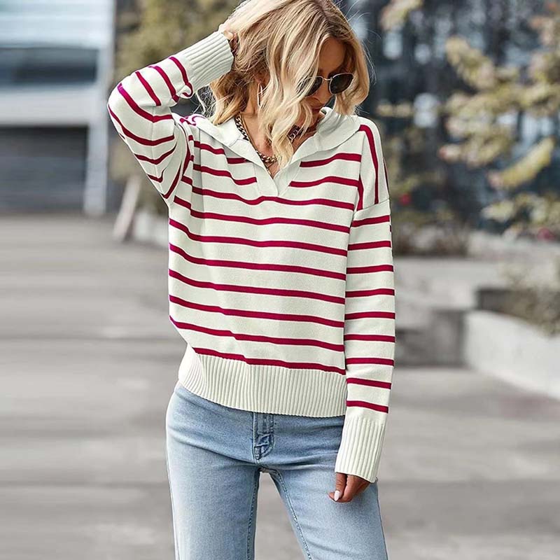 Casual Striped Knit Sweater