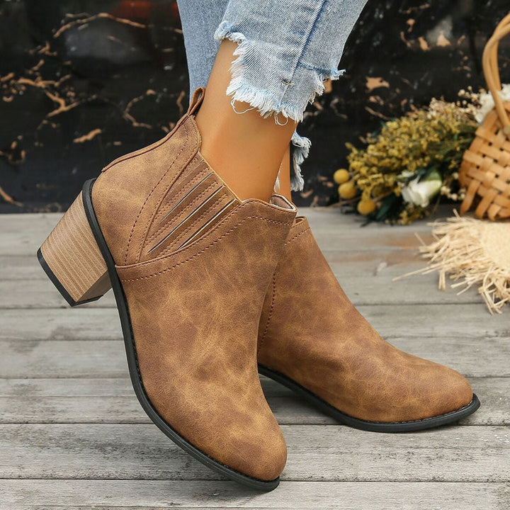 Vintage Chunky Heel Ankle Boots