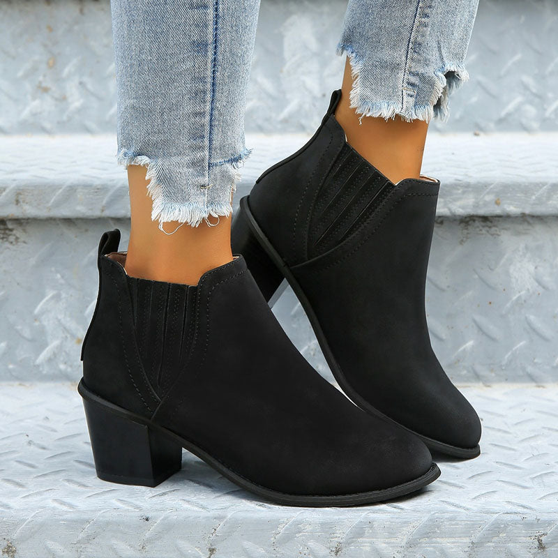 Vintage Chunky Heel Ankle Boots
