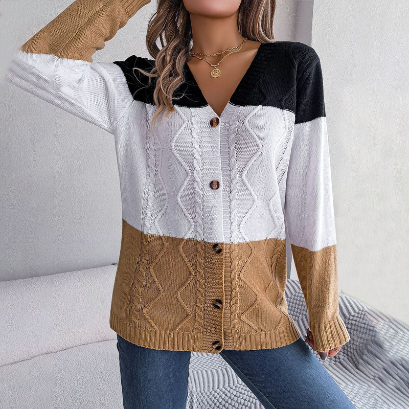 Casual Colour Block Cardigan