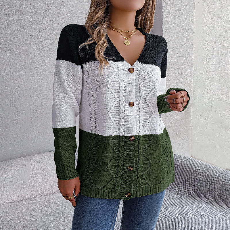 Casual Colour Block Cardigan