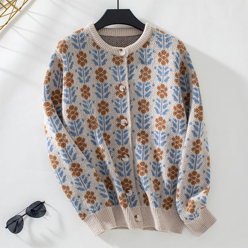 Vintage Floral Knitted Cardigan