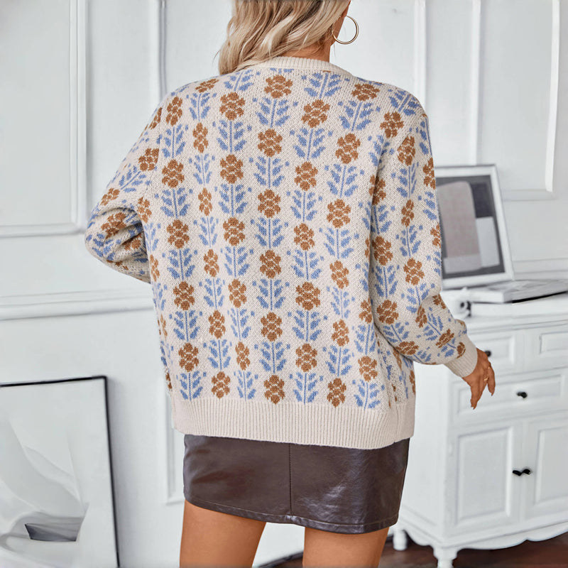 Vintage Floral Knitted Cardigan