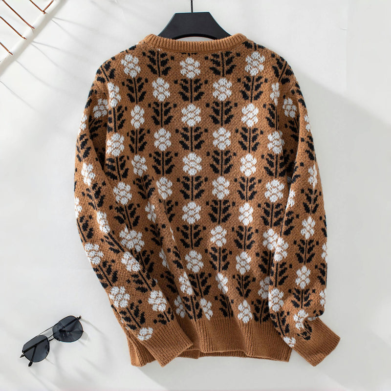 Vintage Floral Knitted Cardigan