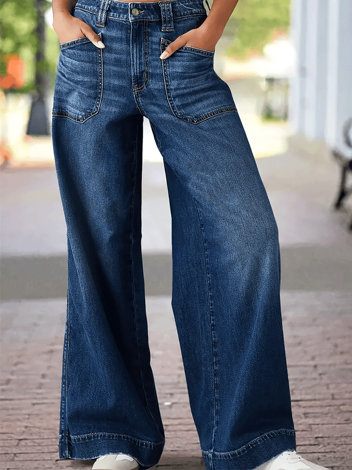 Women's Stretch Straight Wide-Leg Jeans