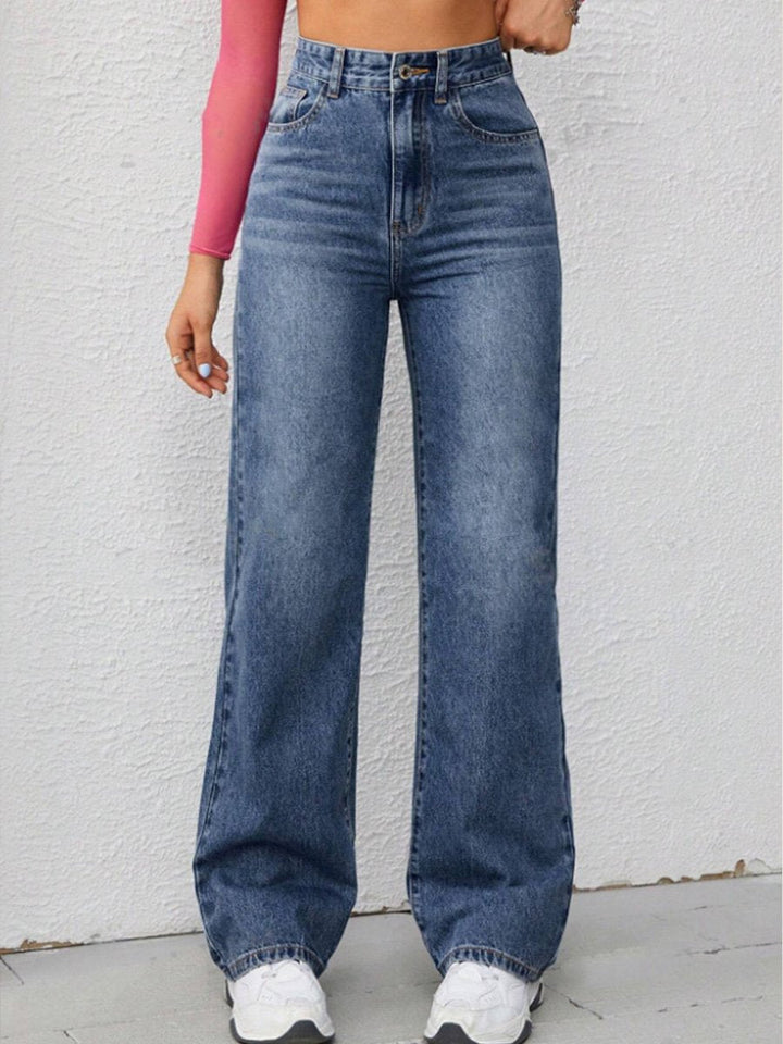 Loose High Waist Straight Skinny Wide Leg Jeans