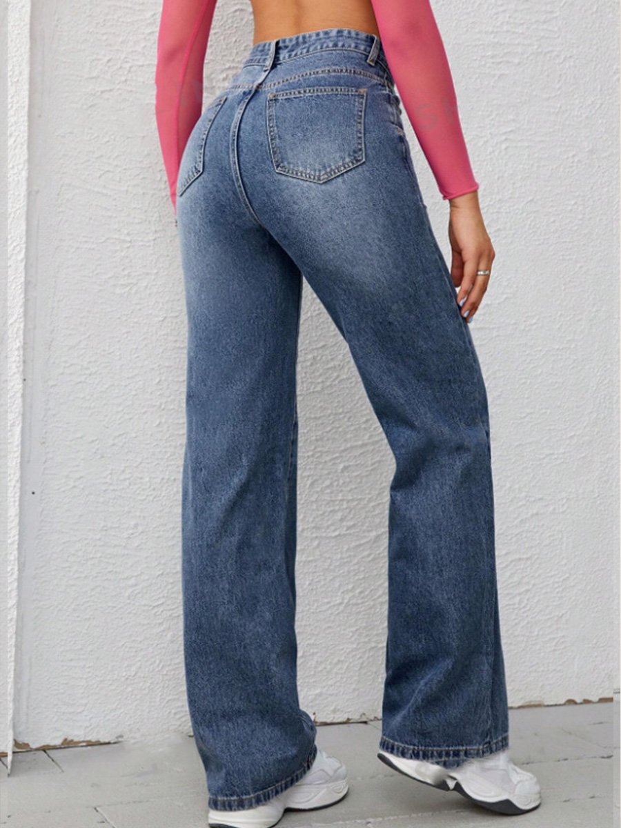 Loose High Waist Straight Skinny Wide Leg Jeans