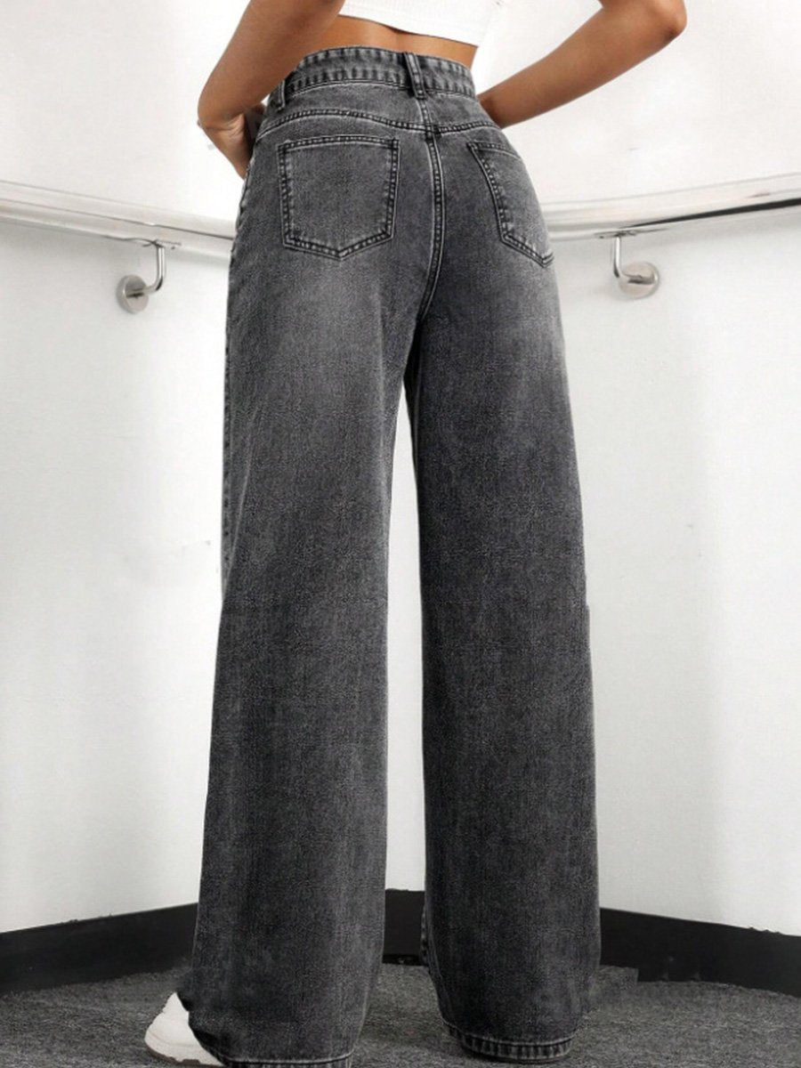 Loose High Waist Straight Skinny Wide Leg Jeans