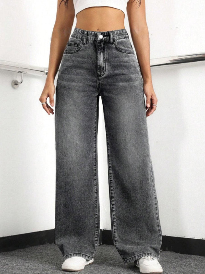 Loose High Waist Straight Skinny Wide Leg Jeans