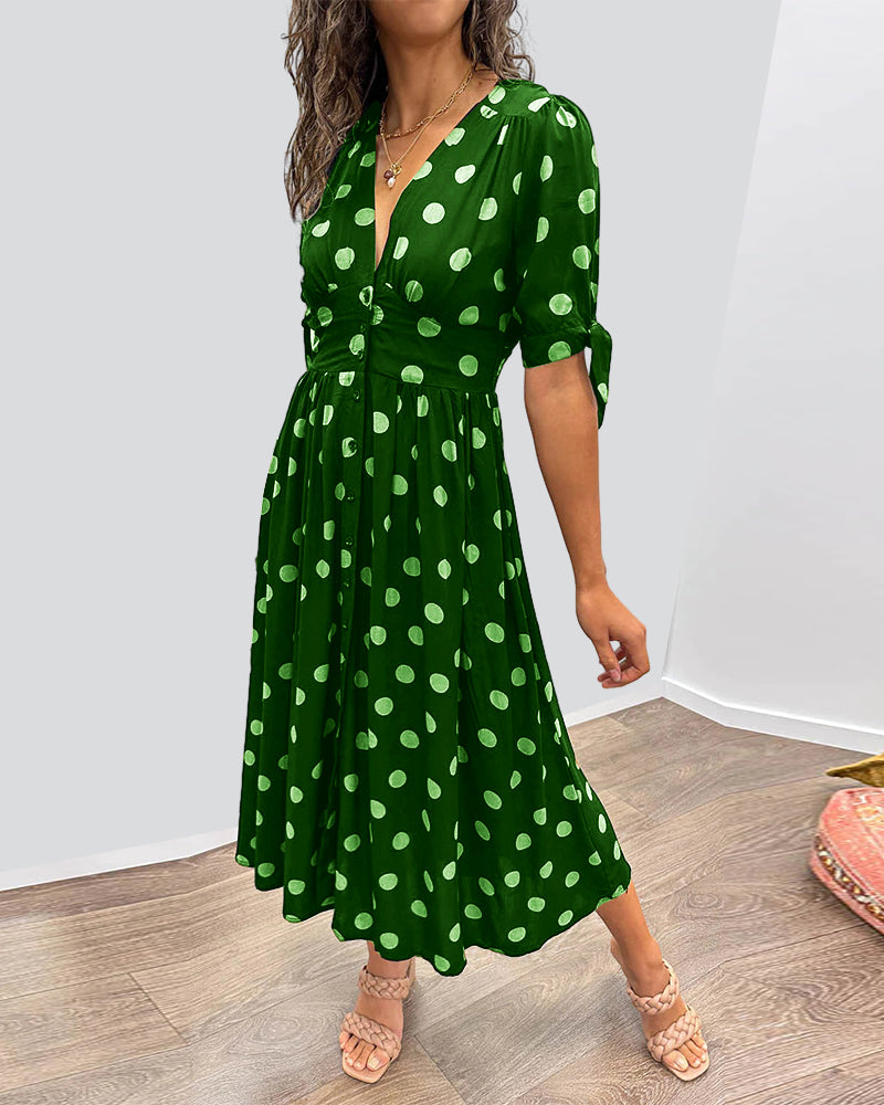 Hannah™ | Elegant Polka Dot Dress