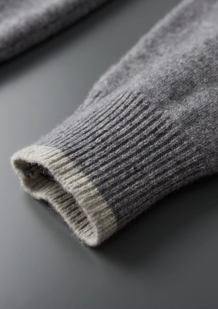 MERINO ZIP TWO-TONE CARDIGAN