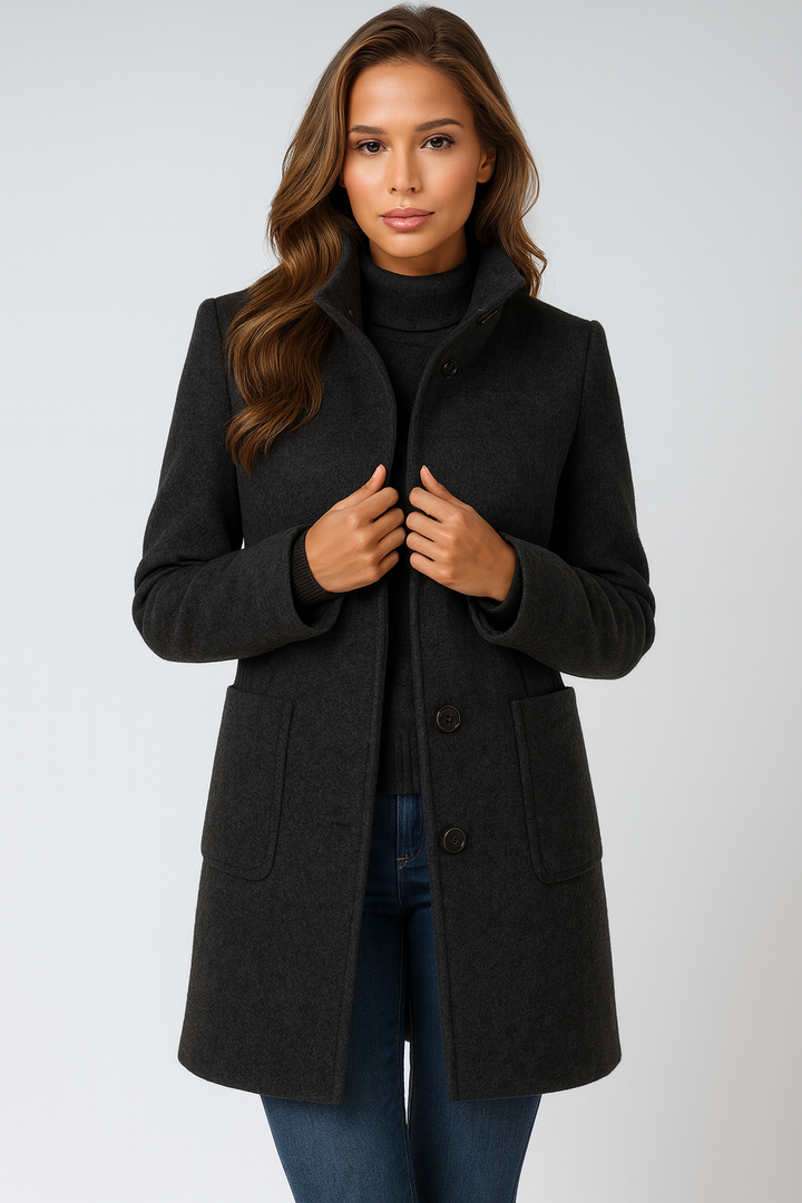 Mary | High Collar Jacket in Wool Blend