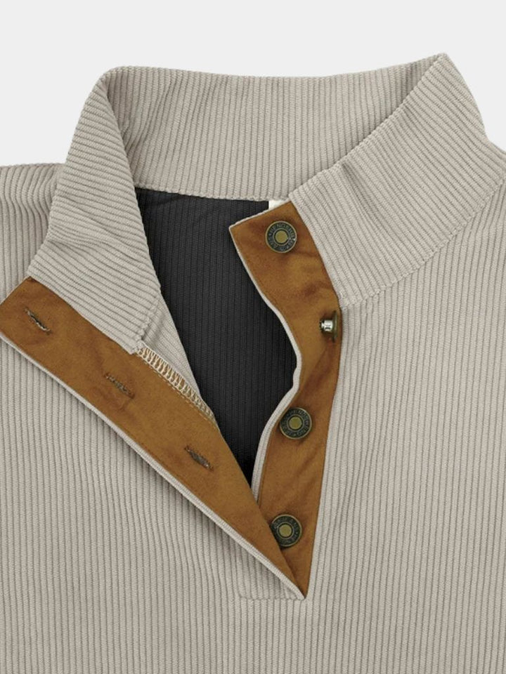 Charles | High Collar Corduroy Retro Pullover