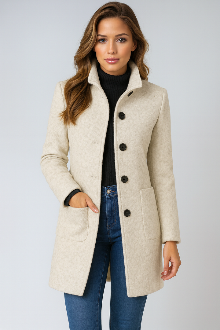 Mary | High Collar Jacket in Wool Blend