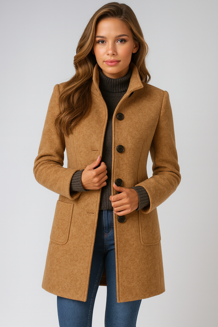 Mary | High Collar Jacket in Wool Blend