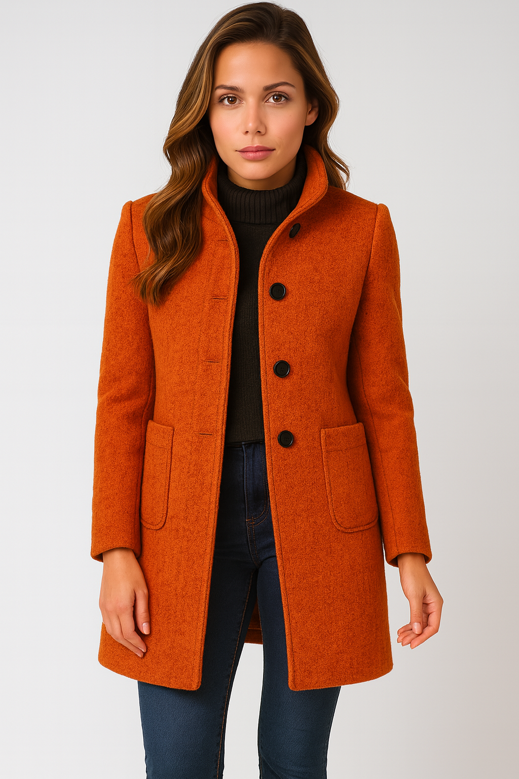 Mary | High Collar Jacket in Wool Blend