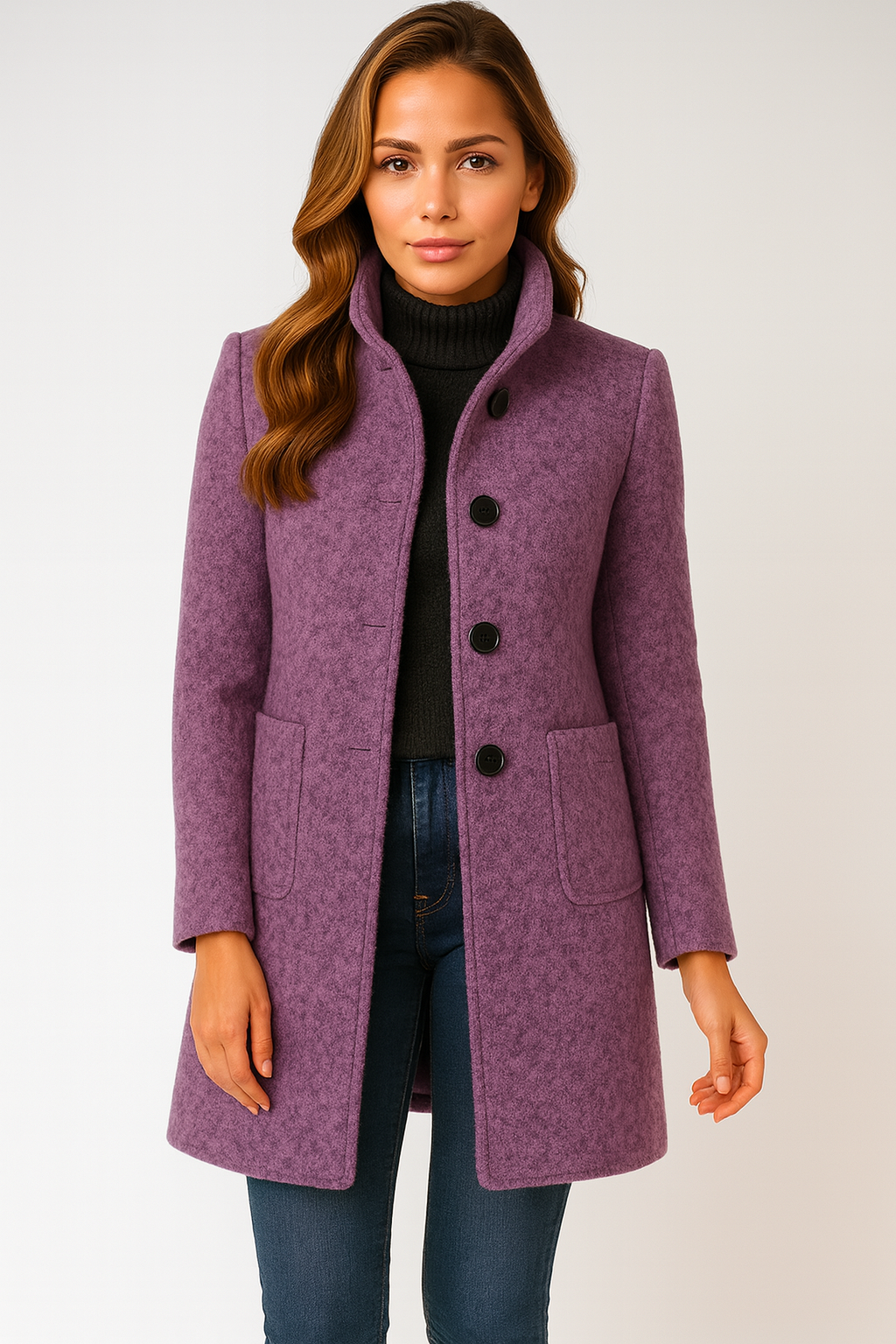 Mary | High Collar Jacket in Wool Blend