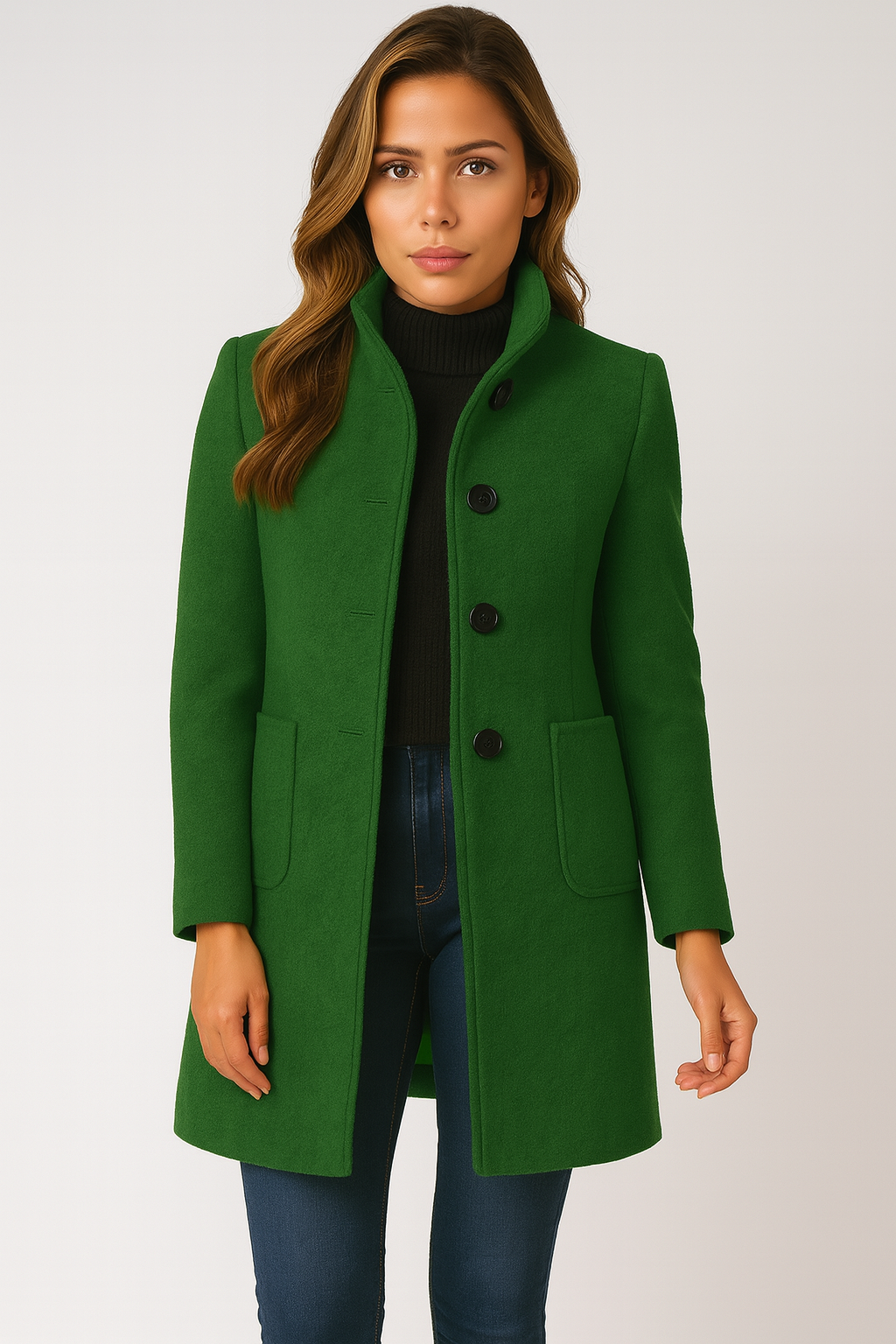 Mary | High Collar Jacket in Wool Blend