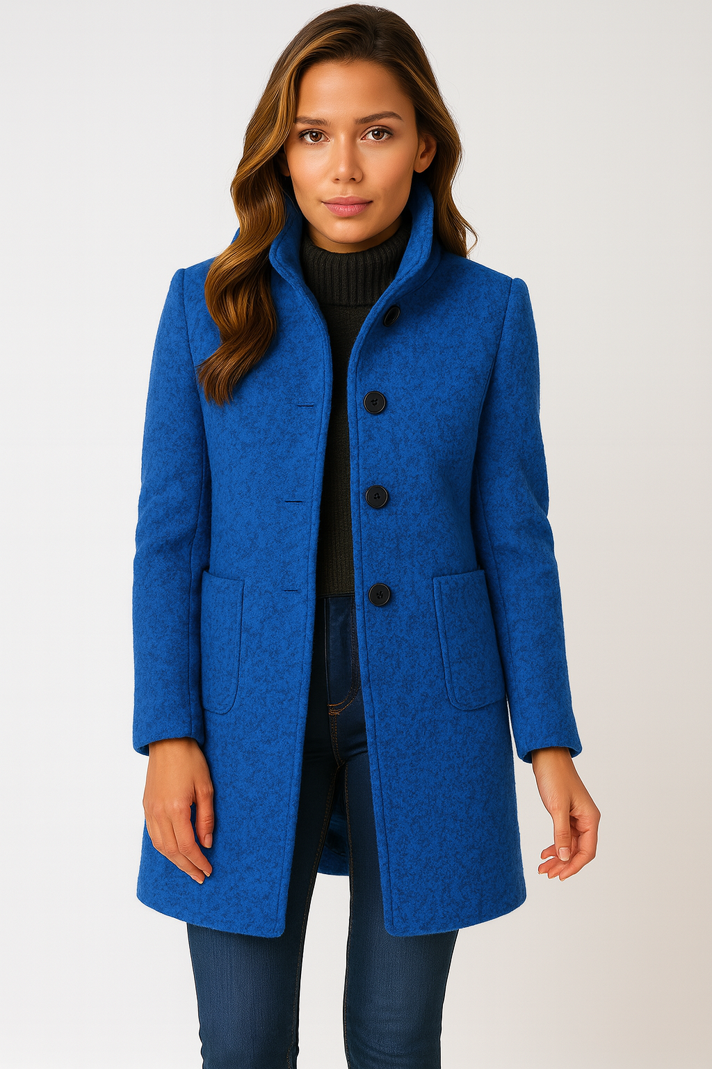 Mary | High Collar Jacket in Wool Blend