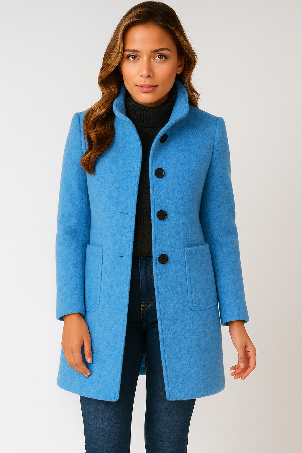 Mary | High Collar Jacket in Wool Blend