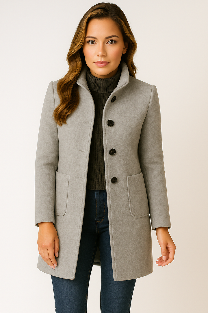 Mary | High Collar Jacket in Wool Blend
