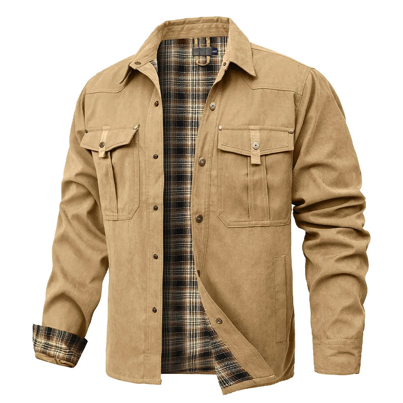 Cowboy Flannel Lined Shirt Jacket for Men