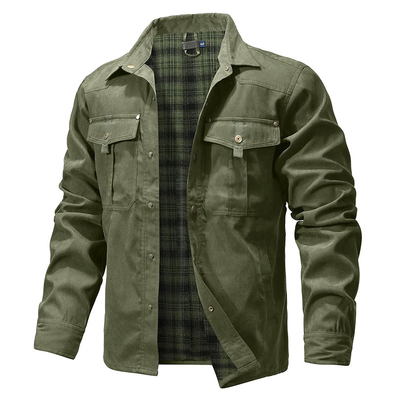 Cowboy Flannel Lined Shirt Jacket for Men