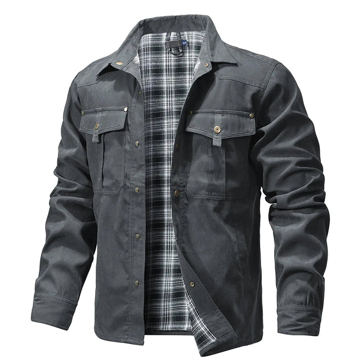 Cowboy Flannel Lined Shirt Jacket for Men
