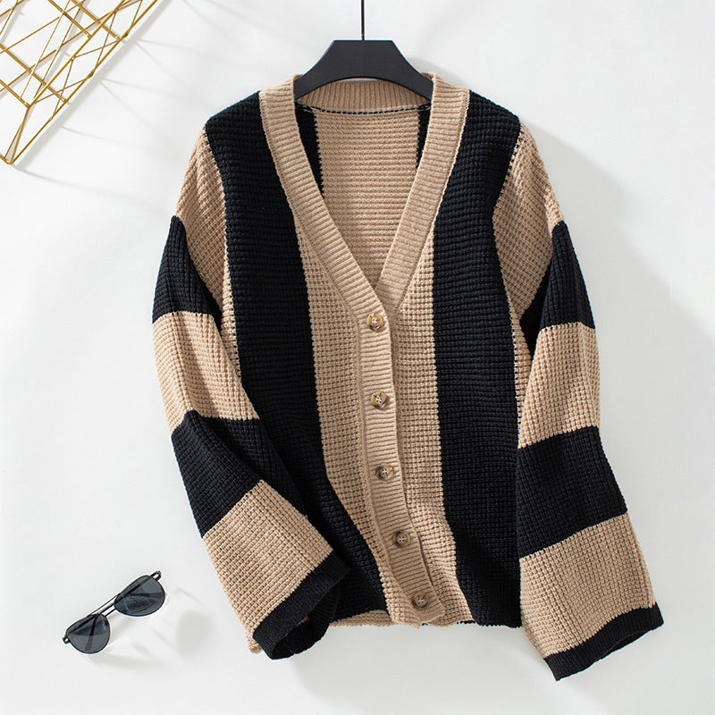 Casual Striped Knitted Cardigan