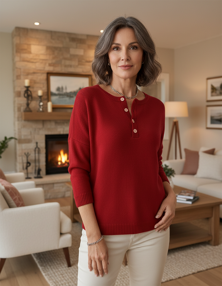 Clara | Timeless Knit Henley Sweater
